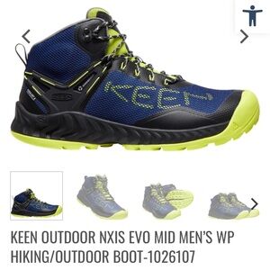 KEEN Men's NXIS EVO Mid Hiking Boots - Blue and Lime